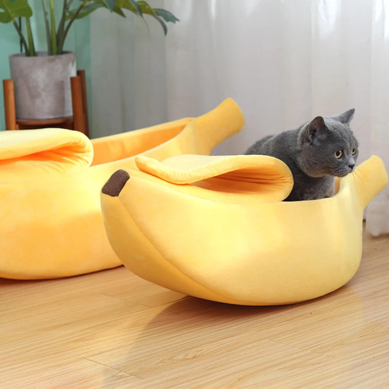 Banana Cat Bed House Funny Cute Cozy Cat Mat Beds Warm Durable Portable Pet Basket Kennel Dog Cushion Cat Pet Supplies ﻿