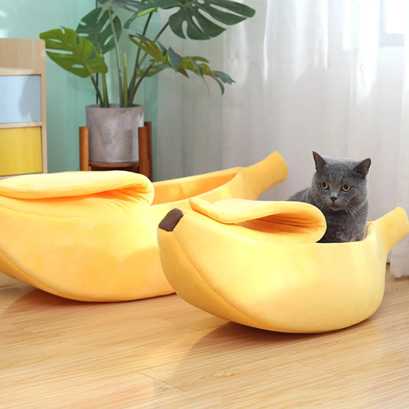 Banana Cat Bed House Funny Cute Cozy Cat Mat Beds Warm Durable Portable Pet Basket Kennel Dog Cushion Cat Pet Supplies ﻿
