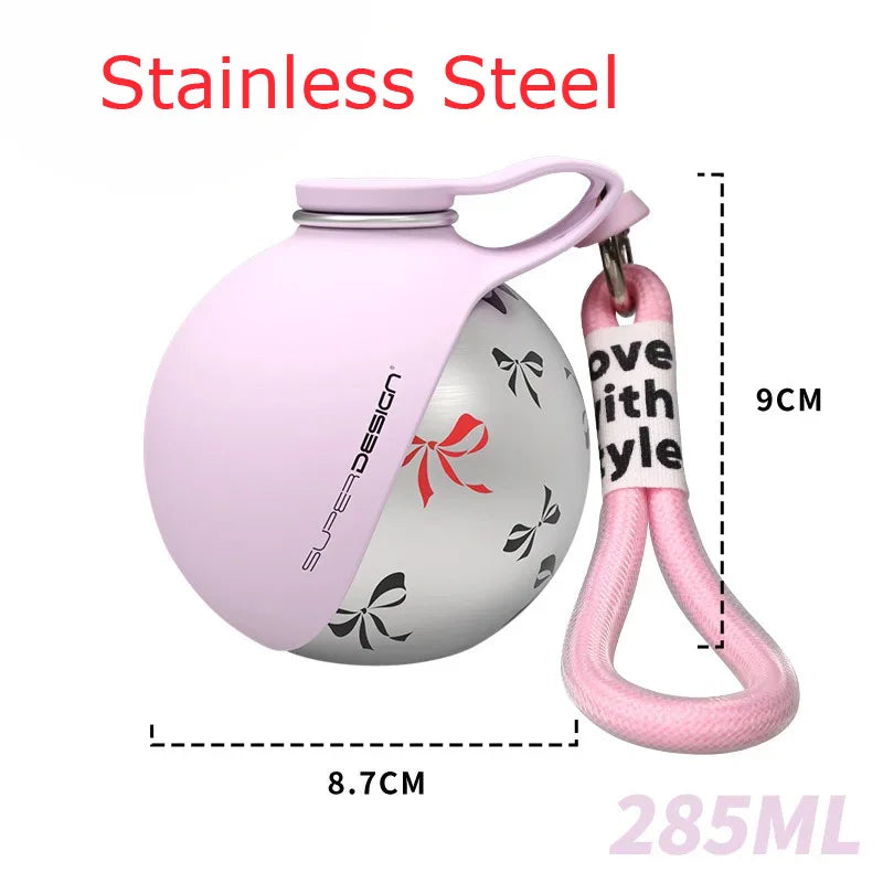 Small Dog Water Bottle 285ML Stainless Steel/Petg Convenient Dog Drink Dispenser Puppy Travel Portable Water Bowl